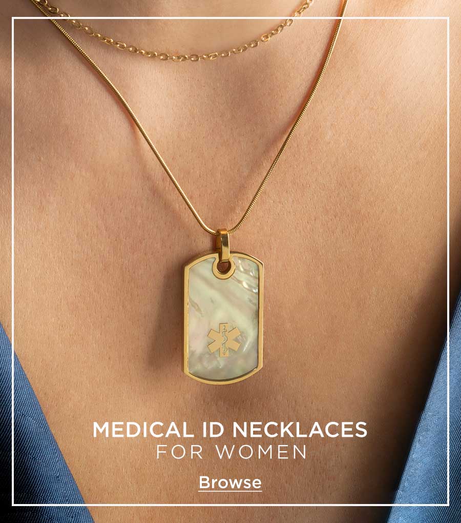 Yellow Gold Medical Alert Necklaces 