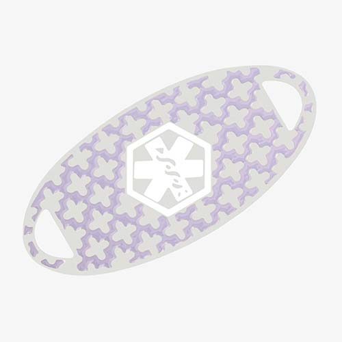 Decorative medical alert tag with lavender and silver accents