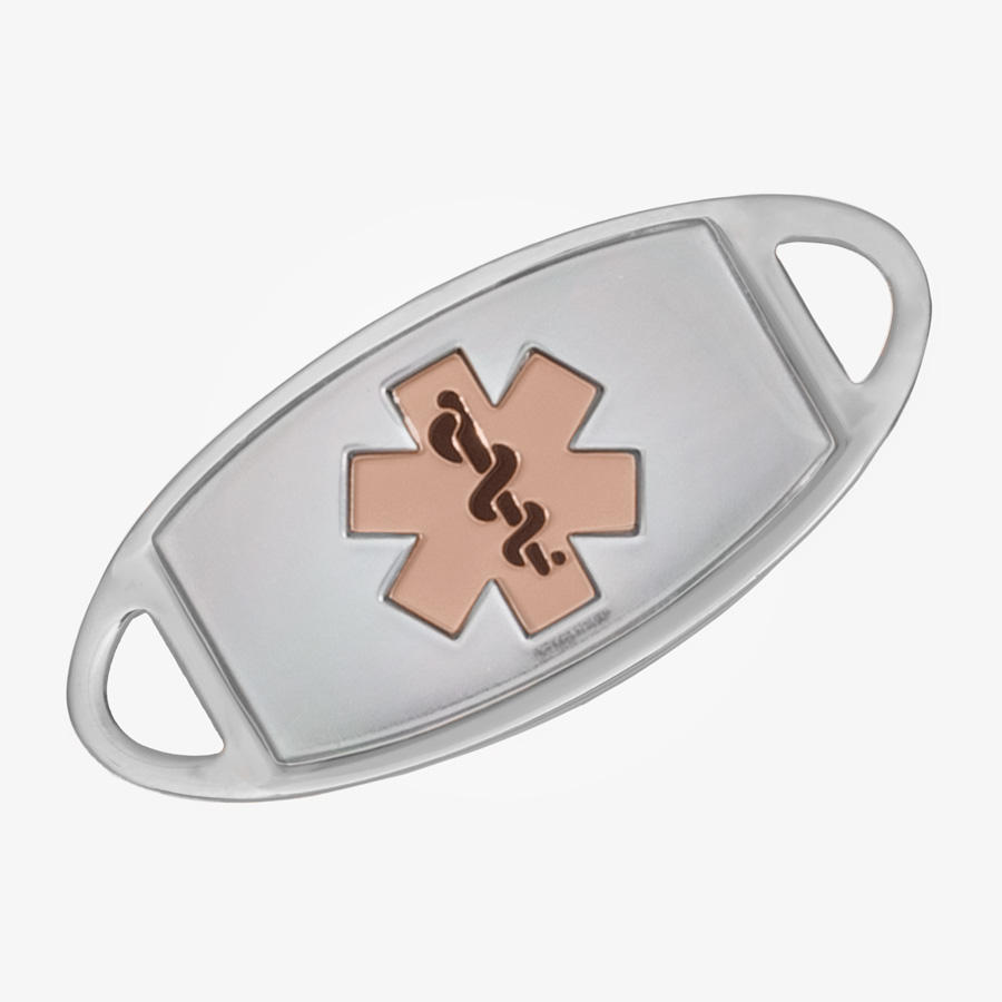 Custom Engraved Silver and Rose Gold Medical Alert Tag