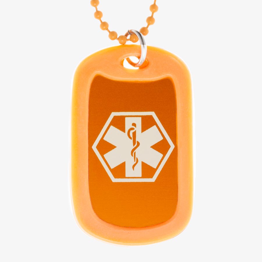 Trailhead Orange Aluminum Medical Dog Tag | Lauren's Hope