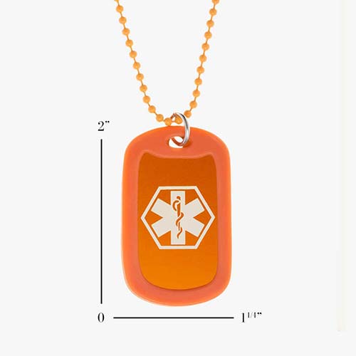 Trailhead Orange Aluminum Medical Dog Tag | Lauren's Hope