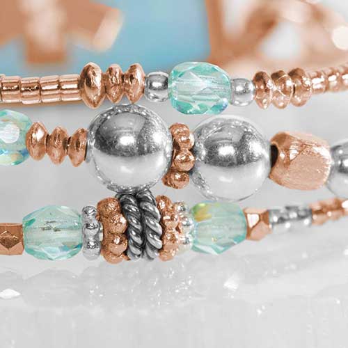 Close up of multi strand bracelet