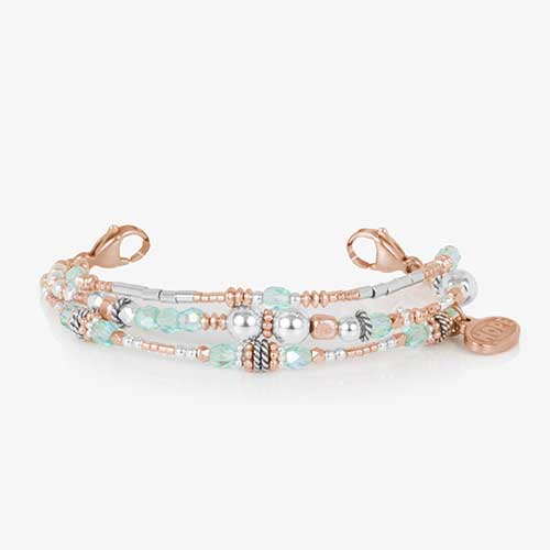 Rose gold medical ID bracelet with rose, sterling, and turquoise beaded accents