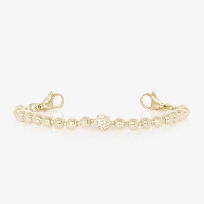 Gold tone beaded stretch medical ID bracelet