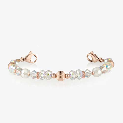Krista Stretch Bracelet with rose gold beads and crystals