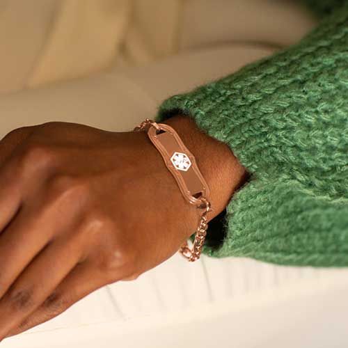 Rose gold decorative medical ID tag alert
