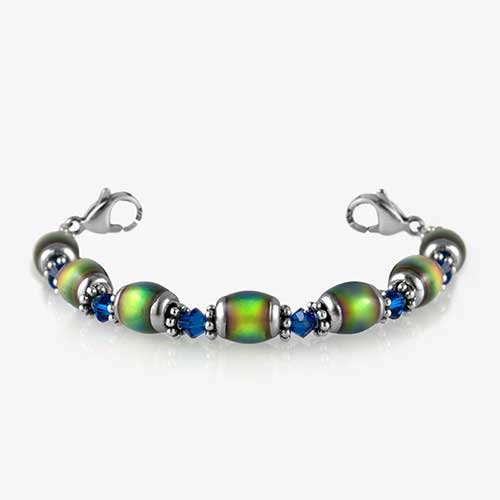 Mood beads on medical ID bracelet with stainless steel lobster clasps