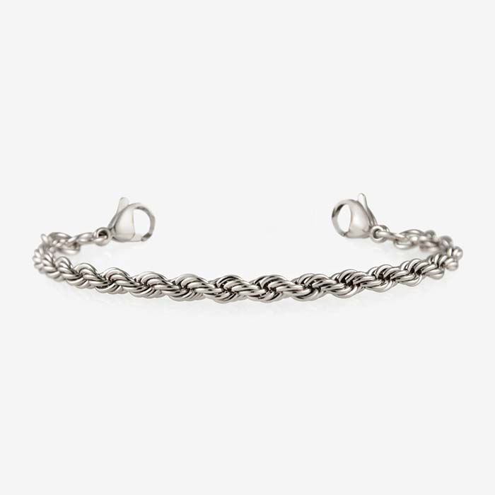 Silver tone rope chain medical alert bracelet and decorative medical alert tag