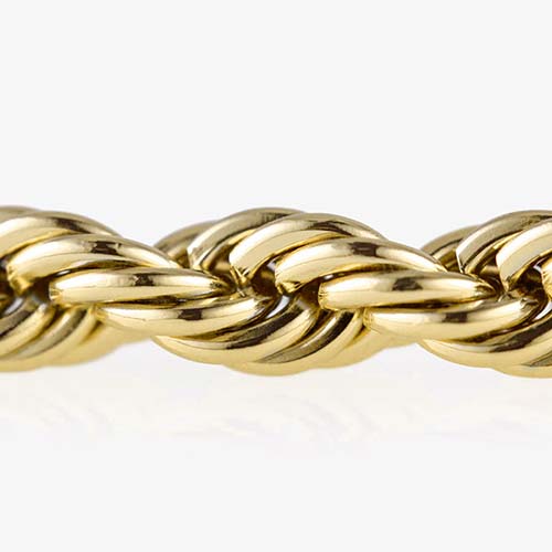 Detail photo of 12 karat gold plated rope chain bracelet