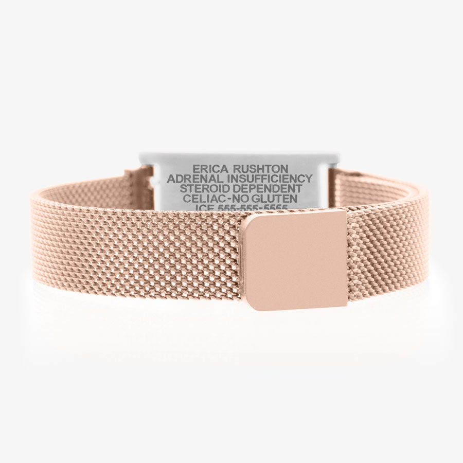 Stainless Steel Medic Alert Bracelet in Rose Gold and Silver