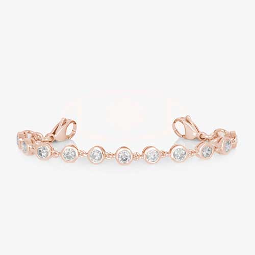 Ella Medical ID Bracelet in Rose Gold with round, bezel set, Cubic Zirconia Crystals
