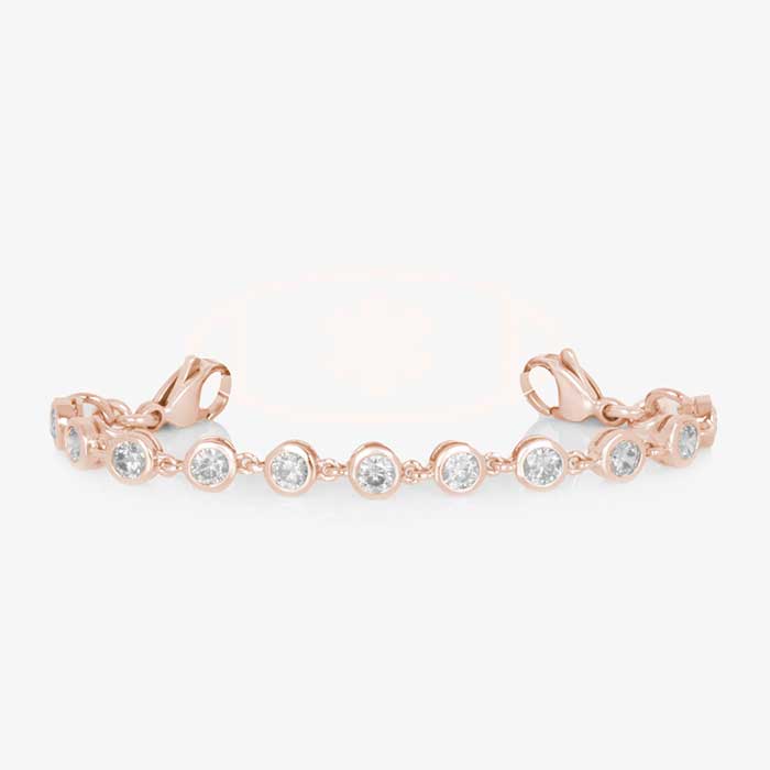 Ella Medical ID Bracelet in Rose Gold with round, bezel set, Cubic Zirconia Crystals paired with a Rose Gold Medical ID Tag with Rose Gold InLay.
