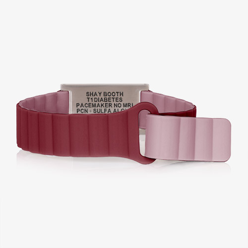 Urban MagSport medical ID bracelet in Merlot with a fully magnetic silicone band, interchangeable with Lauren’s Hope medical ID tags for customizable medical alert jewelry