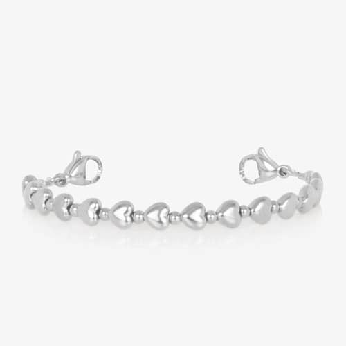Silver beaded stretch medical alert bracelet elegant heart shape feminine design
