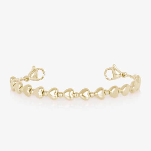 Gold beaded stretch medical alert bracelet  elegant heart shape feminine design