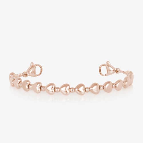 Rose Gold beaded stretch medical alert bracelet  elegant heart shape feminine design