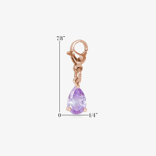Versatile Lynn Amethyst Charm in Rose, designed for easy pairing with medical alert bracelets or necklaces for women, adding sparkle to medical ID jewelry