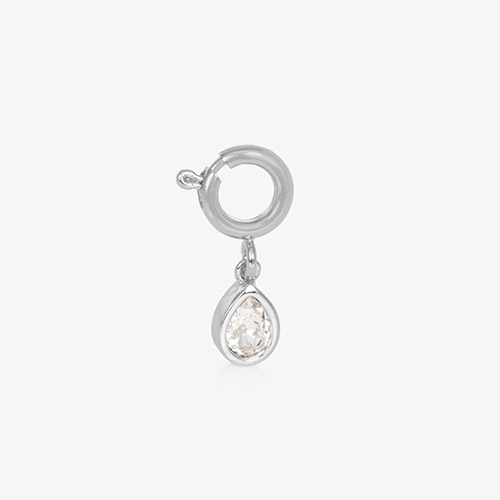 Kai Crystal Teardrop Charm in Silver with clear cubic zirconia, perfect for Lauren&#39;s Hope medical alert bracelets or necklaces