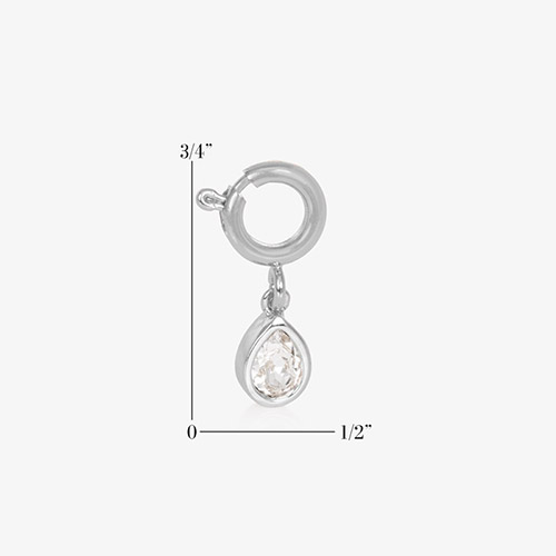 Rhodium and palladium plated Kai Crystal Teardrop Charm with lobster clasp, shown on Lauren’s Hope medical ID bracelet for women
