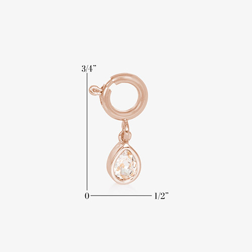 14k rose gold plated Kai Crystal Teardrop Charm with lobster clasp, shown on Lauren’s Hope medical ID bracelet for women