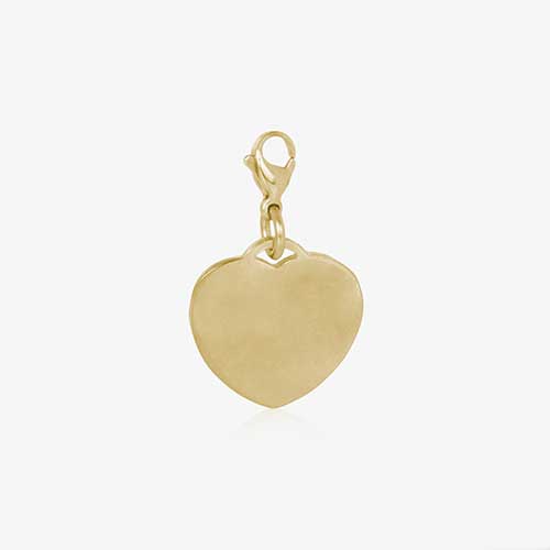Heart-shaped, gold tone charm, showing blank back.