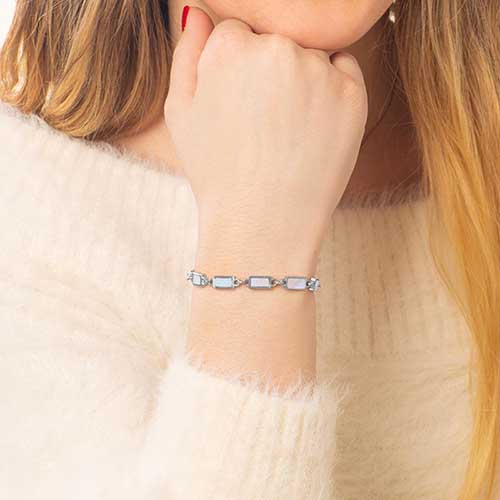 Mother of Pearl and Silver Bree Medical ID Chain Bracelet