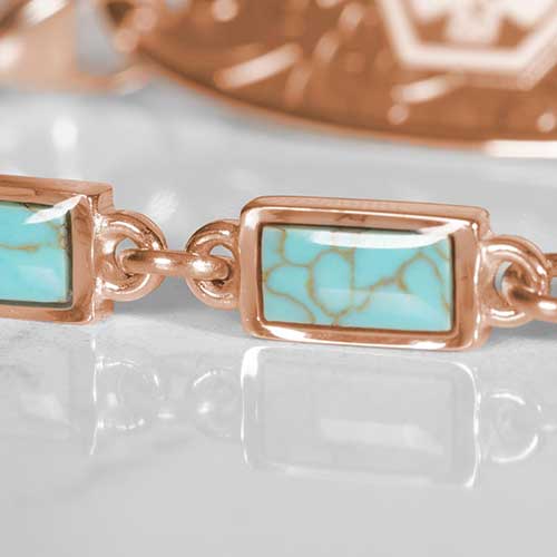 Detail image of turquoise and rose gold links