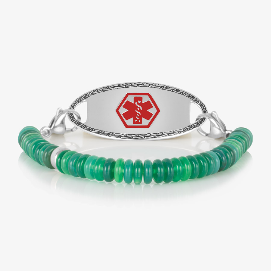 Kelly Beaded Stretch Mix & Match Medical ID Bracelet in Green and