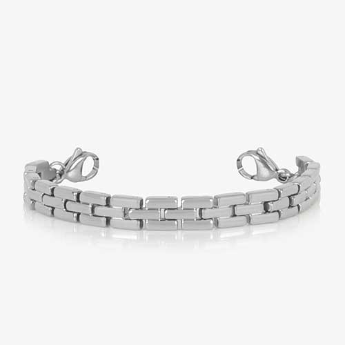 Silver tone, stainless steel Gate Link Chain bracelet.