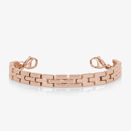 rose gold tone, stainless steel Gate Link Chain bracelet.