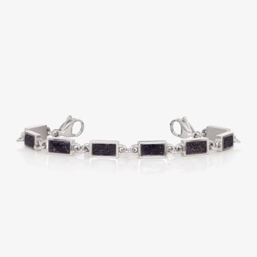 Bree Midnight Silver interchangeable bracelet featuring rectangular midnight blue inlays in polished silver-tone links with lobster clasps.