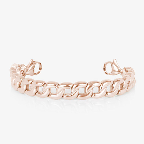 Interchangeable rose gold curb chain bracelet strand for women, designed to pair with any Lauren’s Hope medical ID tag, displayed on a clean white background.