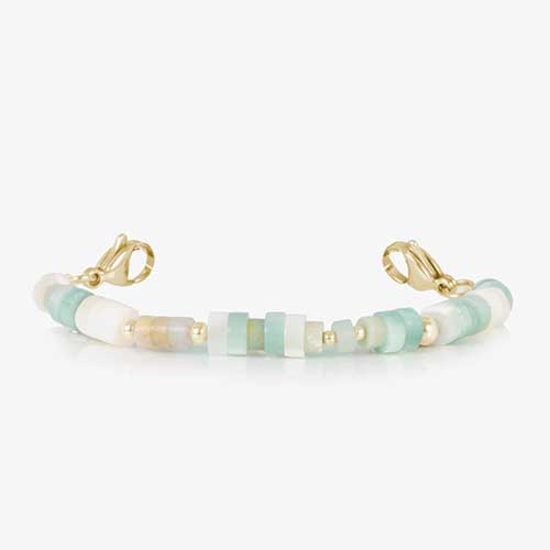 Amazonite, cream and Gold beaded medical ID bracelet 