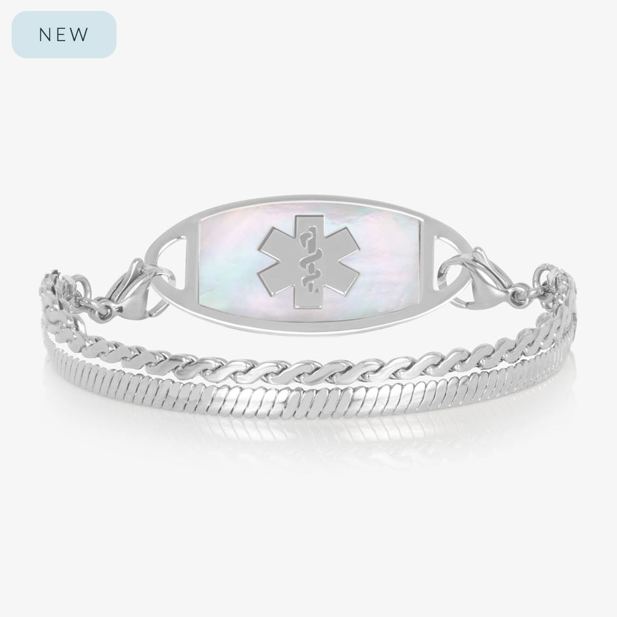 Heritage Layered Chain Medical ID Bracelet – Silver | Lauren's Hope Heritage Layered Chain Medical ID Bracelet – Silver | Lauren's Hope