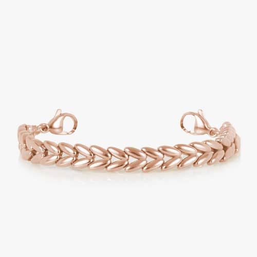 Rose gold-tone chevron link bracelet with lobster clasp closures, designed to pair with interchangeable medical ID tags.