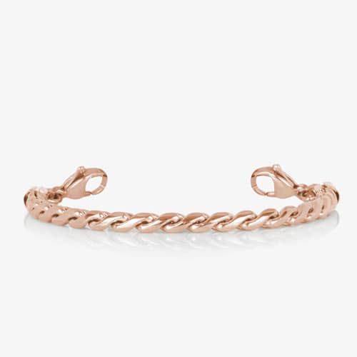 Rose tone twisted chain bracelet with lobster clasps shown without an ID tag.