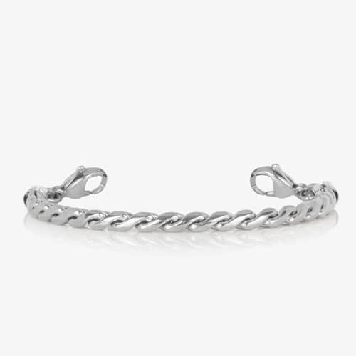 Faron Silver interchangeable bracelet featuring polished silver-tone curb links with lobster clasps and a classic chain design.