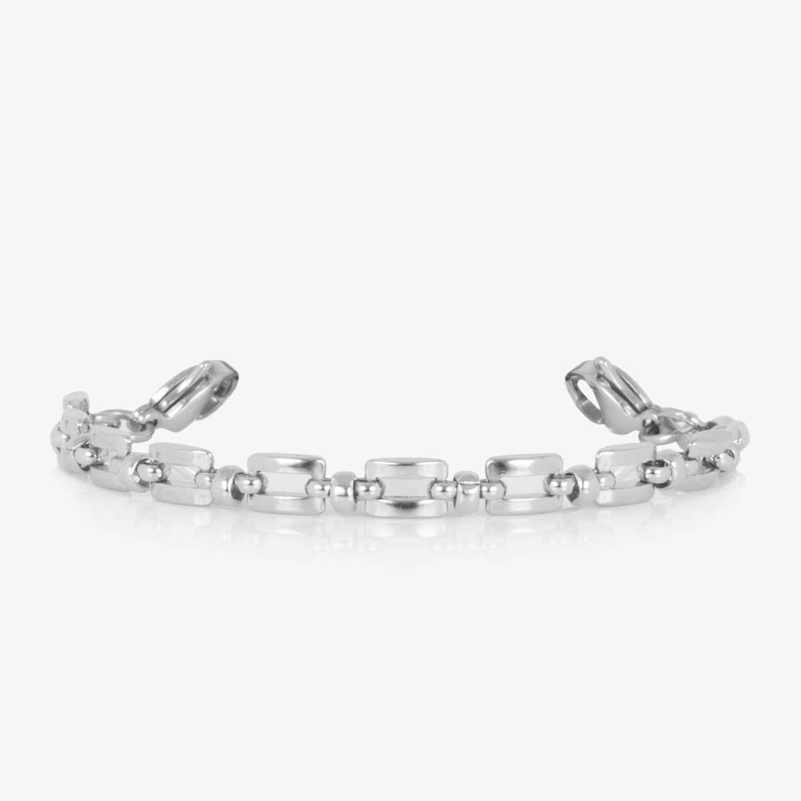 Silver Hadley link bracelet with lobster clasps on a white background.