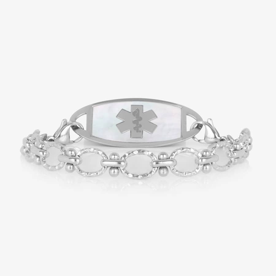 Iris Textured Bridle Medical ID Bracelet – Silver | Lauren's Hope