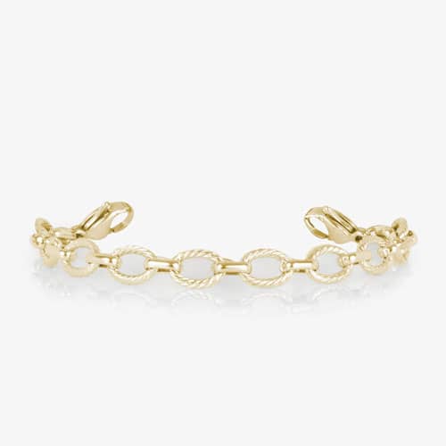 Gold-tone Ivy interchangeable medical ID bracelet featuring textured oval chain links for elegant everyday medical alert jewelry.