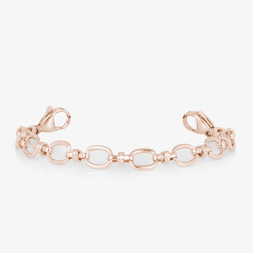 Rose gold-tone oval-link bracelet with lobster clasps shown without an ID tag.