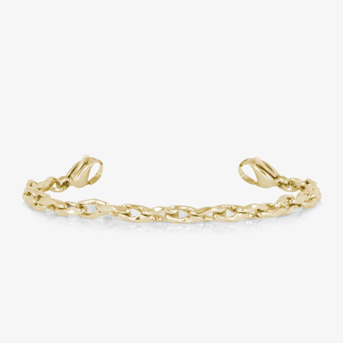 Gold-tone chain bracelet with interlocking links and lobster clasps at each end.