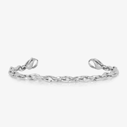 Silver-tone chain bracelet with interlocking links and lobster clasps at each end.
