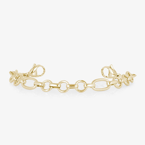 Gold-tone bracelet strand with alternating round and oval links and lobster clasps, shown without an ID tag.