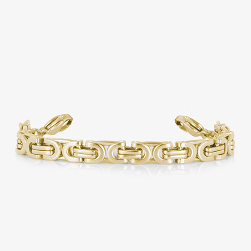 Gold-tone bracelet strand with bold interlocking links and lobster clasps, shown without an ID tag.