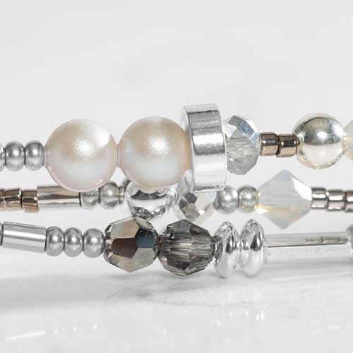 Detail of Multi strand medical alert bracelet with sterling silver beaded accents.*