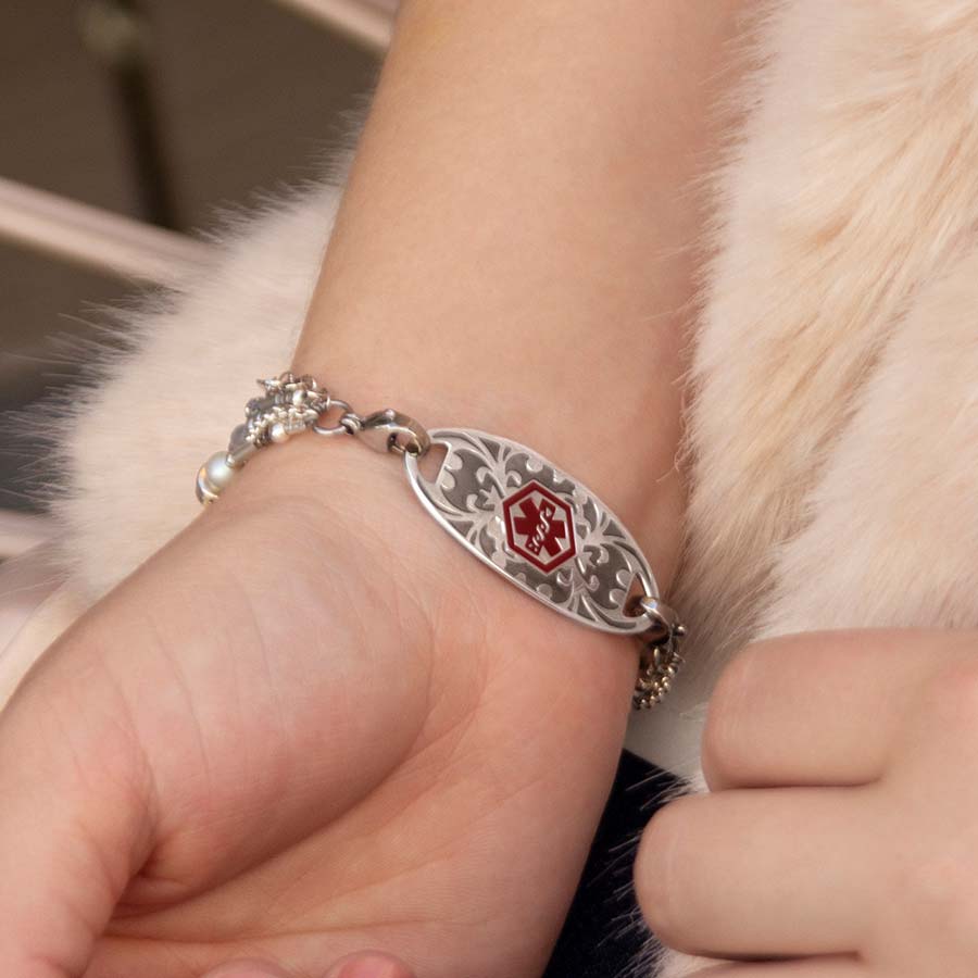 Felicity Silver and Pearl Medical Alert Bracelet