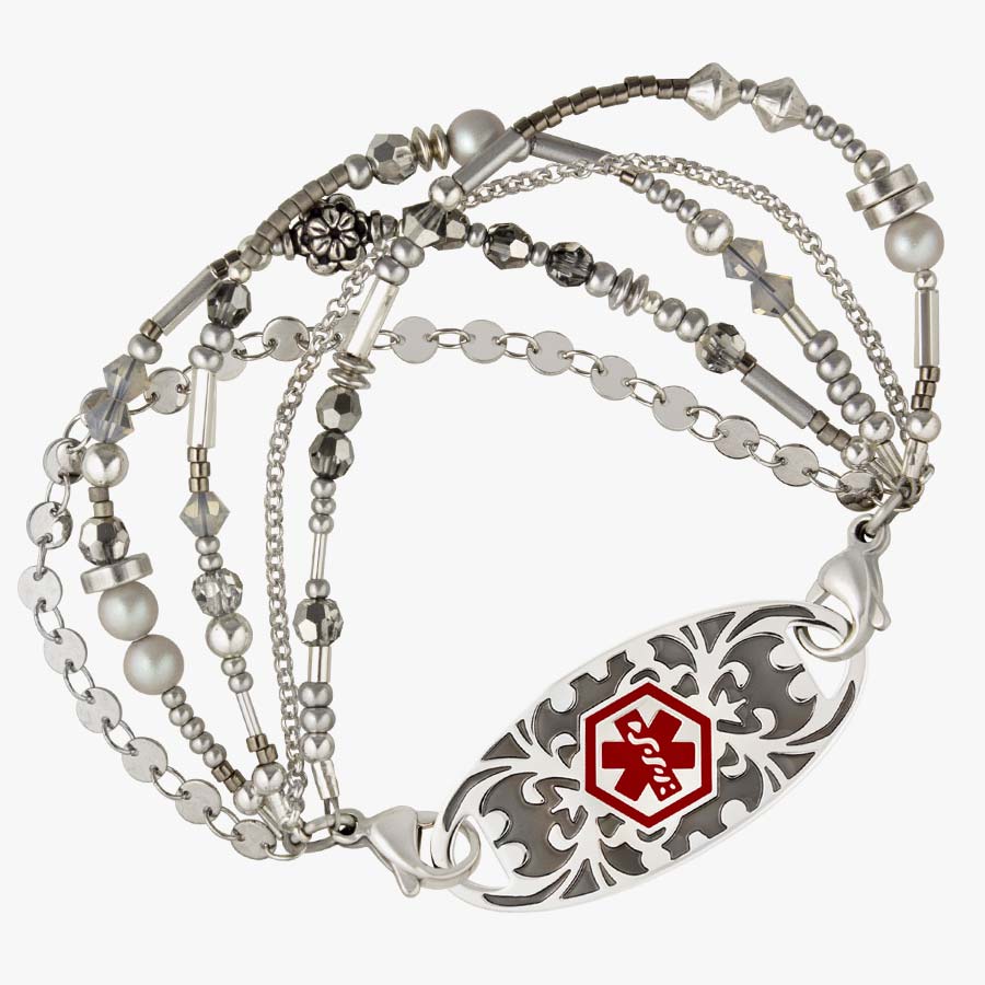 Felicity Silver and Pearl Medical Alert Bracelet