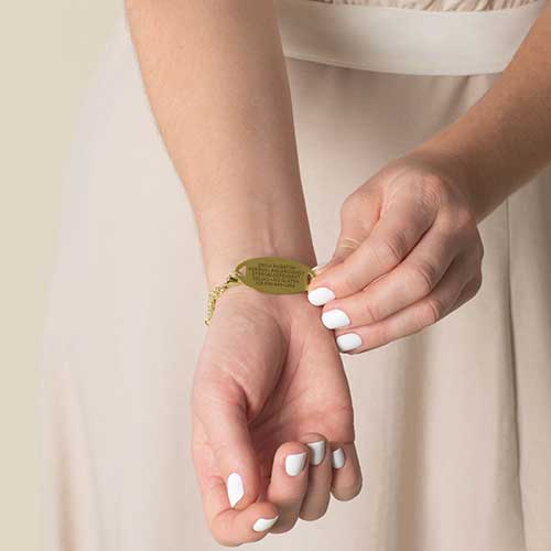 Clover Medical Alert Bracelet in Turquoise and 12k Gold Plate