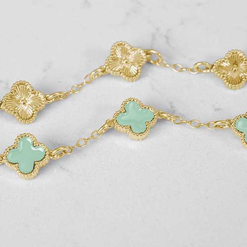 【SURGERY】surgery l cloverlink bracelet Sterling Silver 2.0ctw Miracle-Set Diamond 4 Leaf Clover